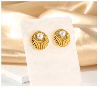 Earrings Gold Plated Tickle with Pearla-EA614