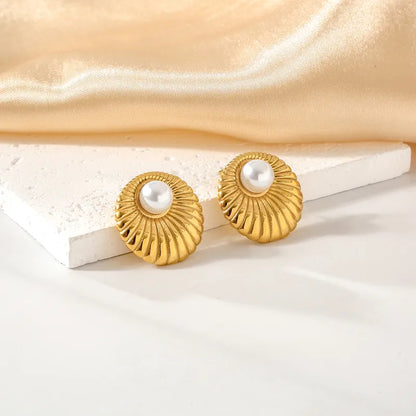 Earrings Gold Plated Tickle with Pearla-EA614