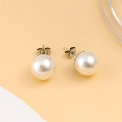 Earrings of silver steel just pearl-ea519