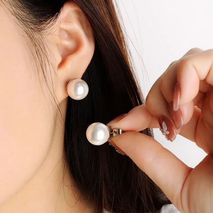 Earrings of silver steel just pearl-ea519