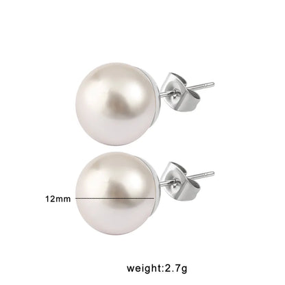 Earrings of silver steel just pearl-ea519