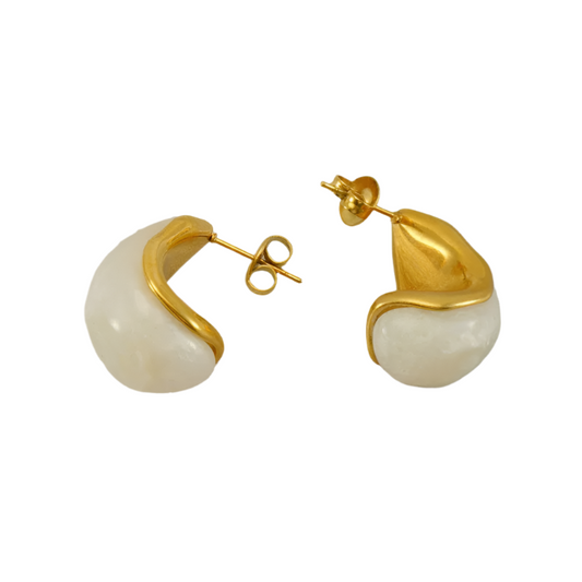 Earrings gilded steel with pearl-ea255