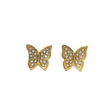 Earrings Gold Plated Butterfly with Zircon-EA006