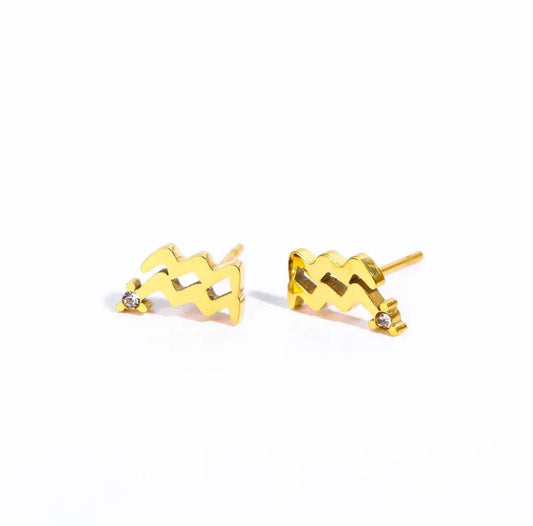 Σκουλαρίκια μικρά ζώδια από ατσάλι χρυσά-EA486