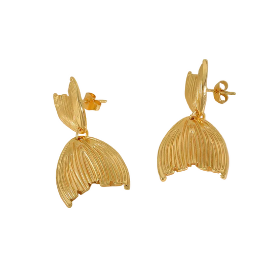 Σκουλαρίκια επιχρυσωμένο ατσάλι ουρά ψαριού - EA791