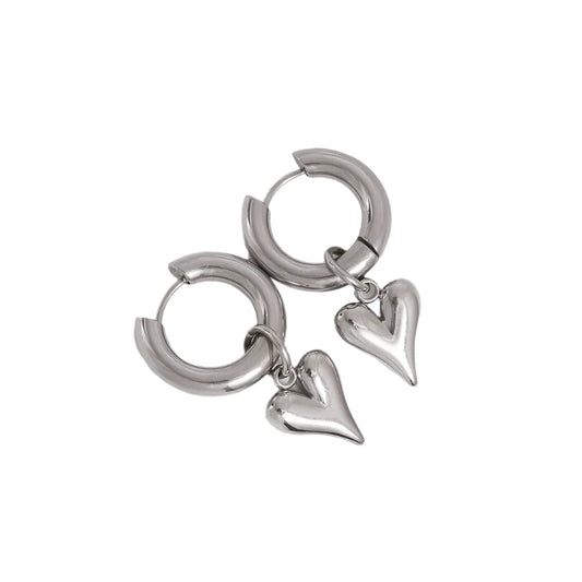 Earrings steel silver pointed heart-ea579