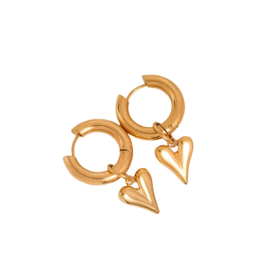 Earrings Gilded steel pointed heart-ea053