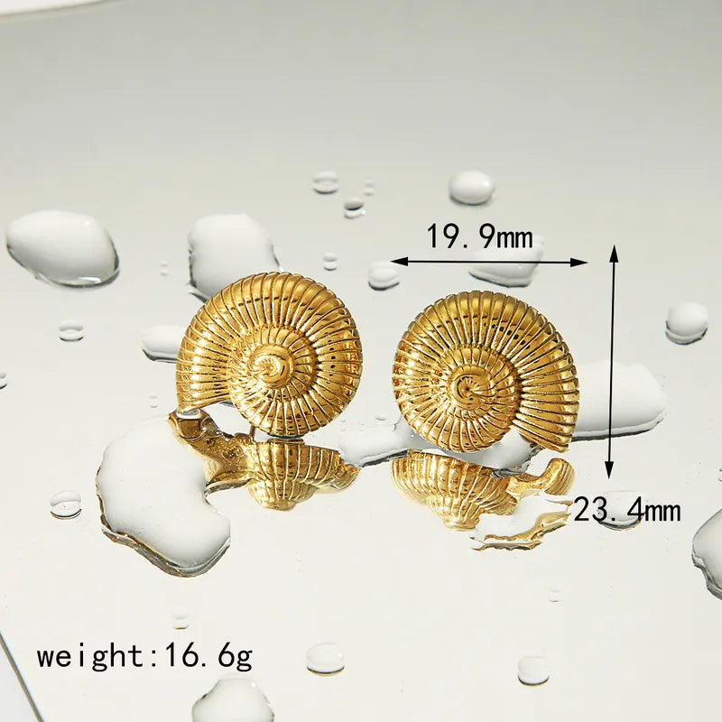 Σκουλαρίκια χρυσά ατσάλι σχήμα κοχυλιού-EA637
