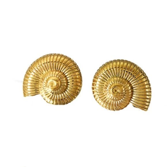 Σκουλαρίκια χρυσά ατσάλι σχήμα κοχυλιού-EA637
