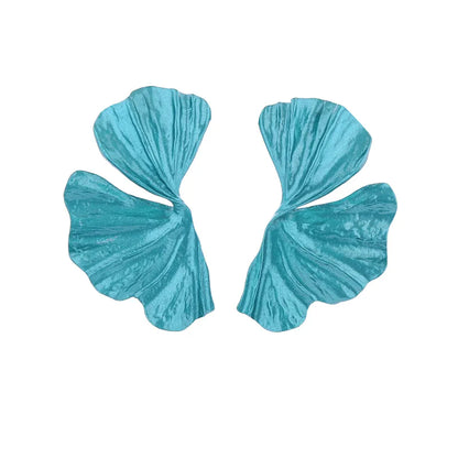 Σκουλαρίκια ορείχαλκος γαλάζια πέταλα λουλουδιού-EA253
