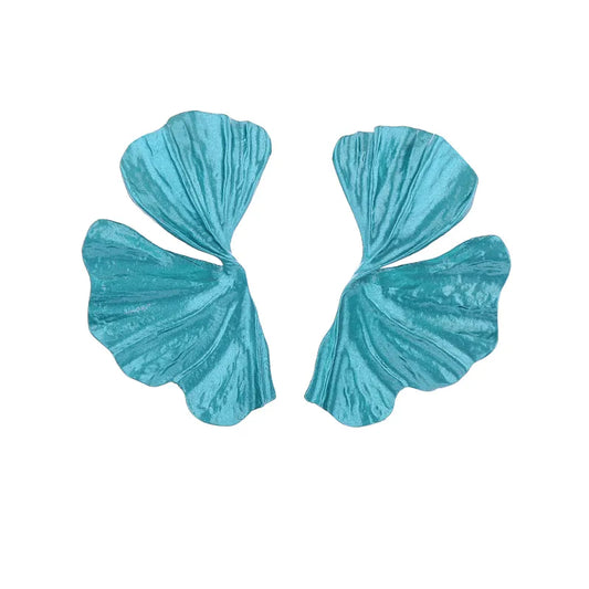 Σκουλαρίκια ορείχαλκος γαλάζια πέταλα λουλουδιού-EA253