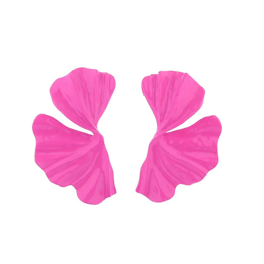 Σκουλαρίκια ορείχαλκος ροζ πέταλα λουλουδιού-EA140