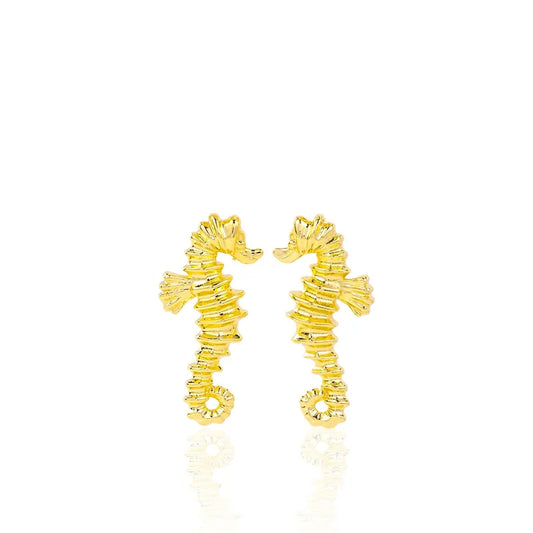 *Earrings gilded steel small hippocampus