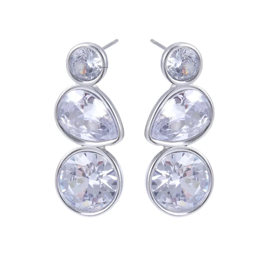 Zircon steel earrings in three shapes -EA454