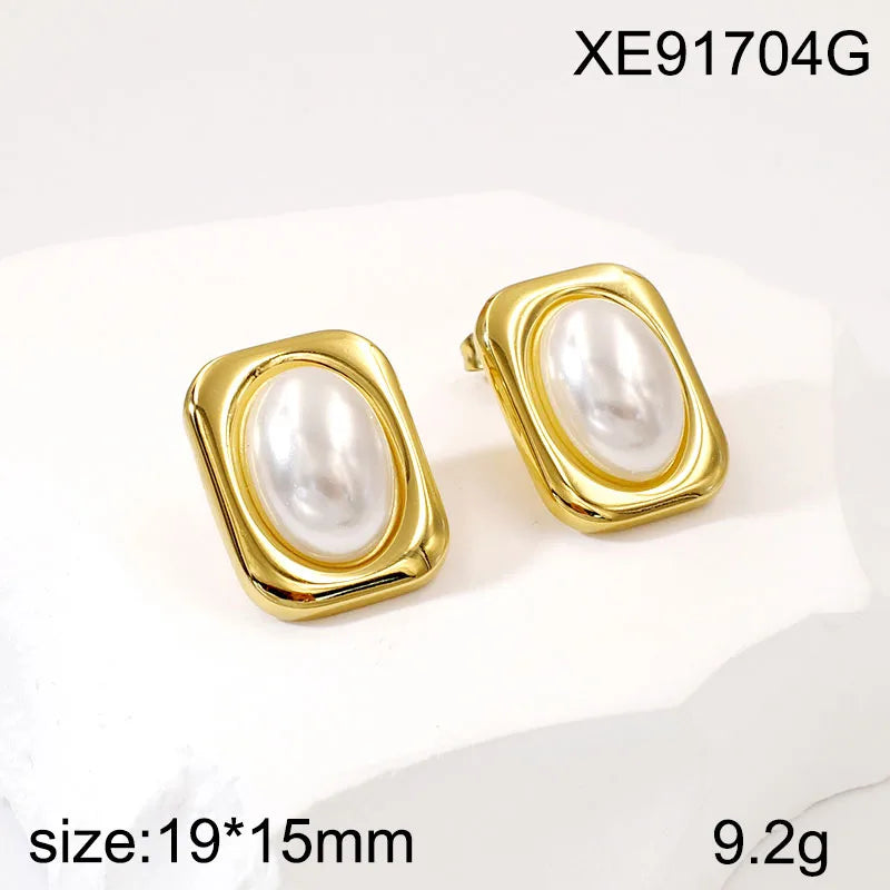 Earrings Gold Plated Steel with Front-EA012