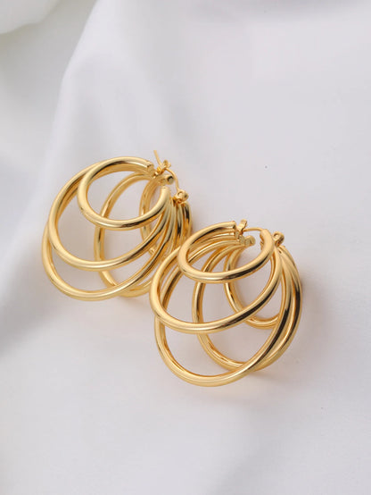 Steel earrings with multiple rings- EA135