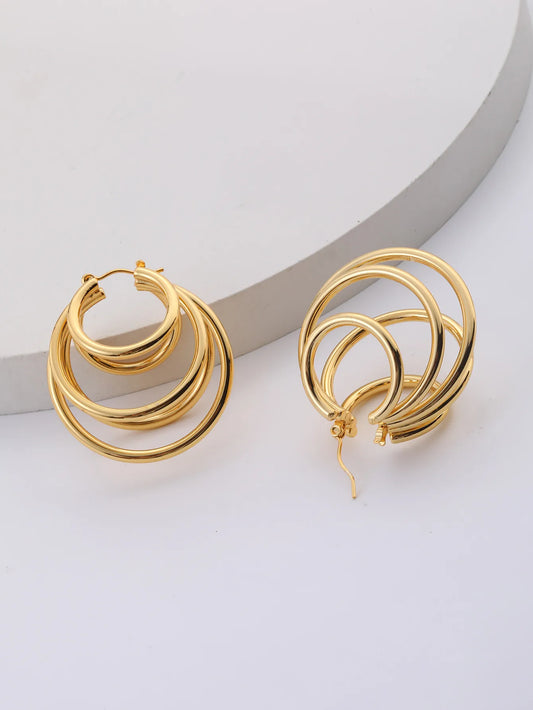 Steel earrings with multiple rings- EA135