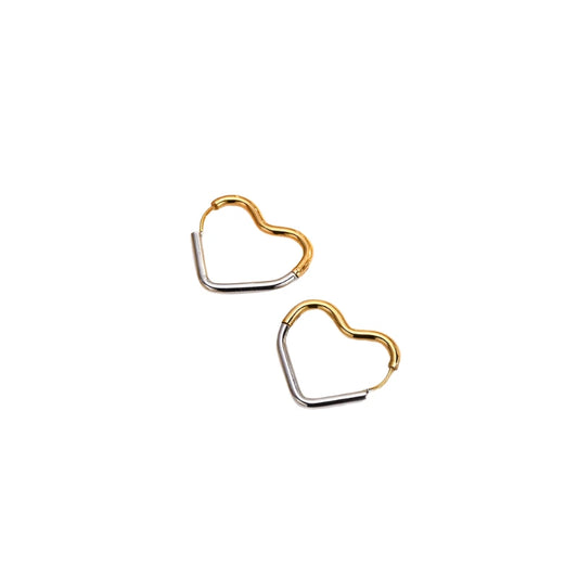 Earrings with gold-plated steel-heart-ea003