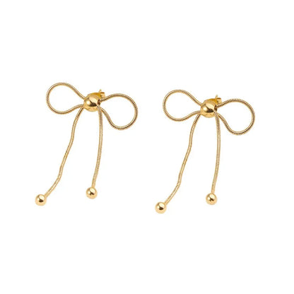 Σκουλαρίκια επιχρυσωμένο ατσάλι φιογκάκια -EA680