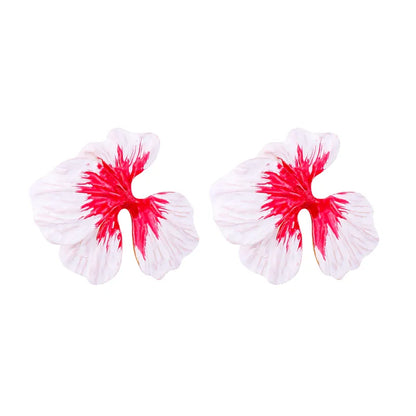 Σκουλαρίκια ορείχαλκος λουλούδι ιβίσκος-EA131
