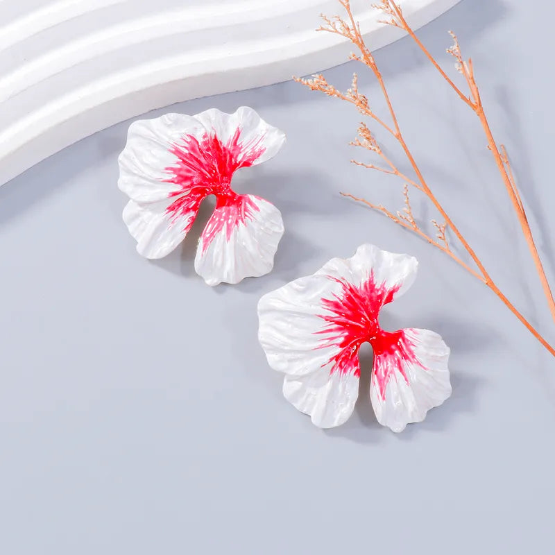 Σκουλαρίκια ορείχαλκος λουλούδι ιβίσκος-EA131