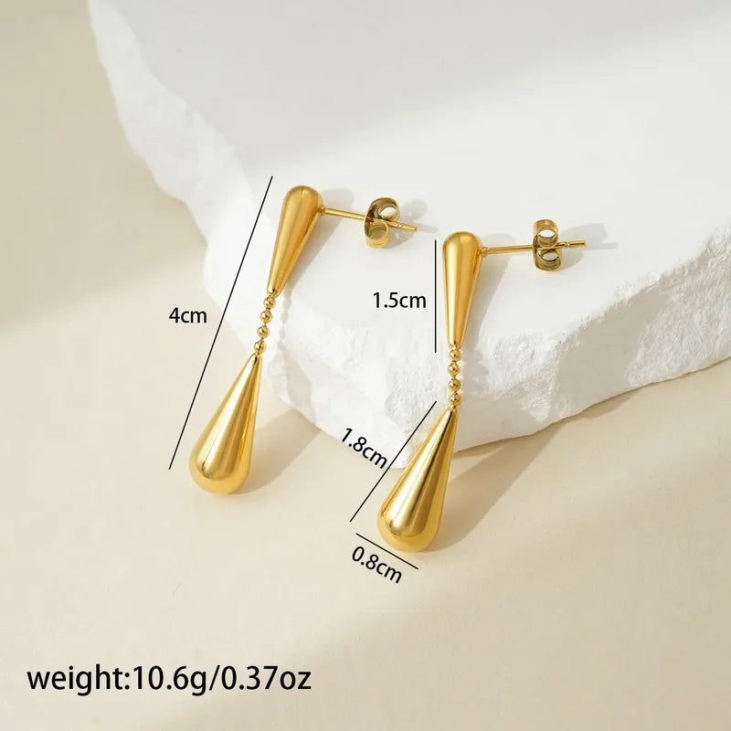 Earrings Gold Plated Two Drops-EA458