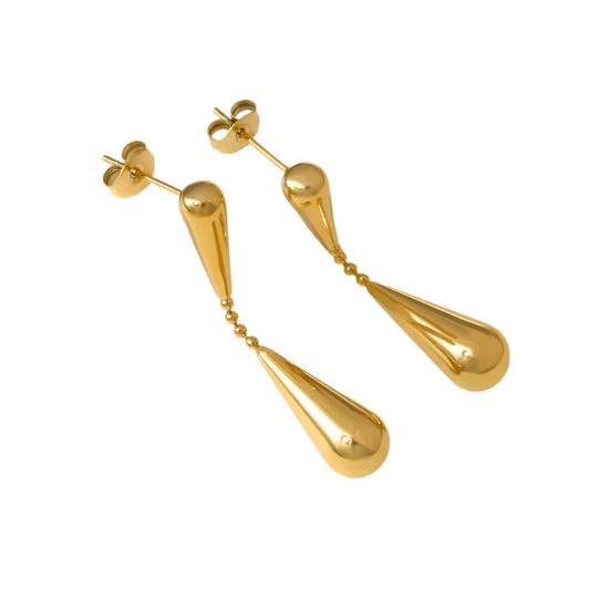 Earrings Gold Plated Two Drops-EA458