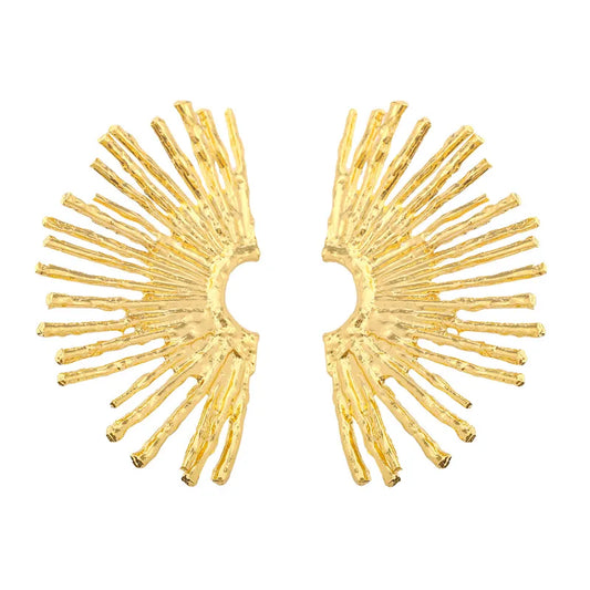 Σκουλαρίκια ατσάλι χρυσά με ακτίνες- EA302