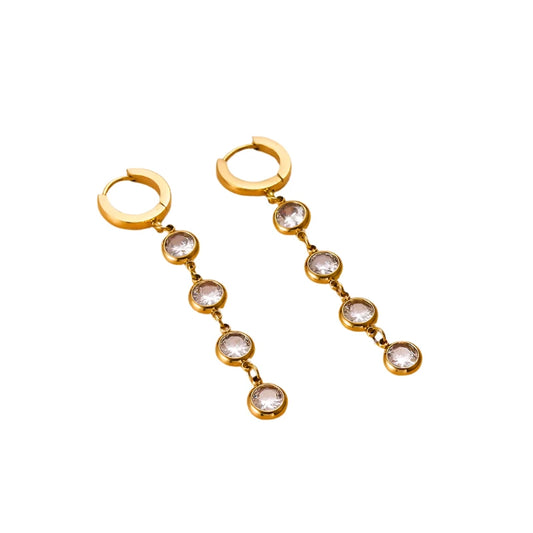 Earrings gold steel away with zircon-ea444