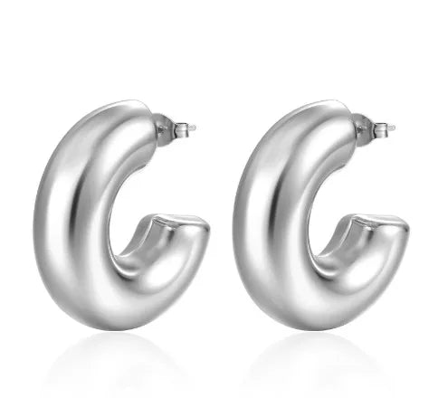 Silver steel hoops - W007