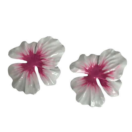 Brass earrings large flower hibiscus-ea382