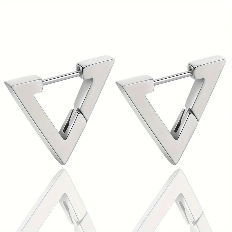 Earrings Men's silver triangular (pair) - EA486