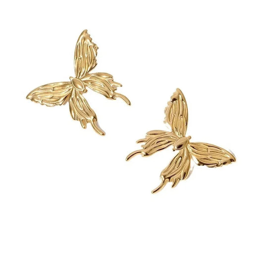 Earrings Gold Plated Butterfly Warning-EA268