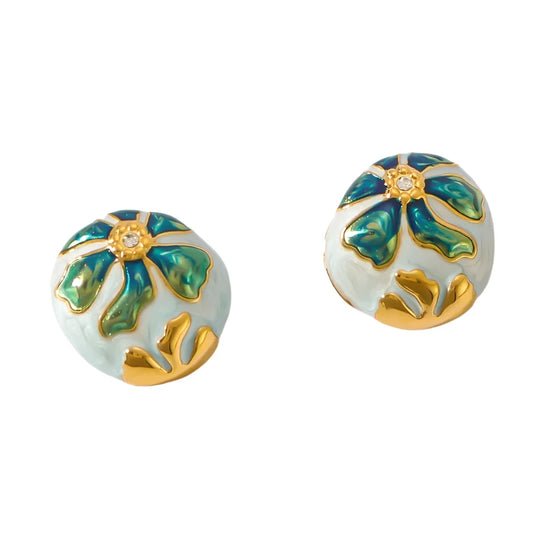 Earrings gold-plated round to light flowers-ea376