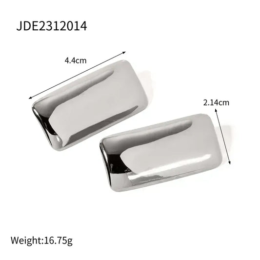 Rectangular Steel Earrings Silver-EA503