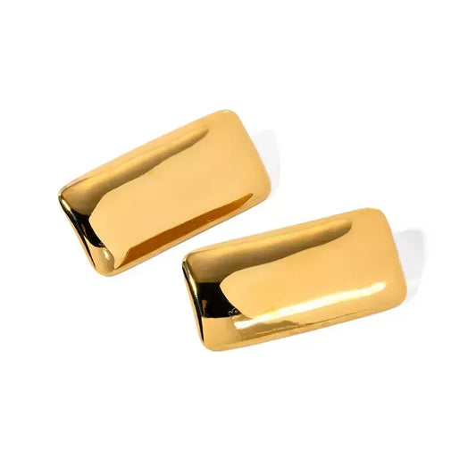 Brincos retangulares em aço dourado-EA504