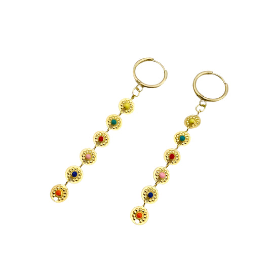 Earrings gilded steel long colored-ea227