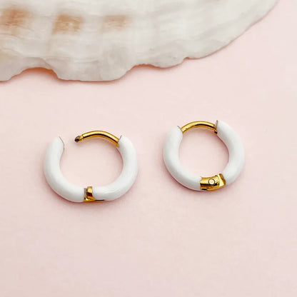 Gold plated steel hoop earrings in various colors-EA526