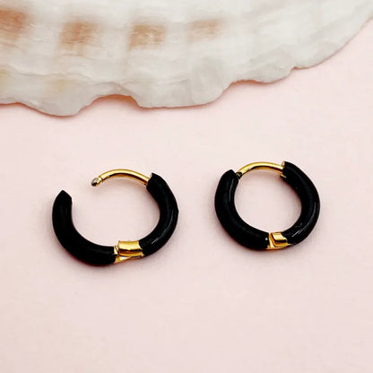 Gold plated steel hoop earrings in various colors-EA526