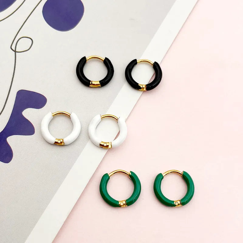 Gold plated steel hoop earrings in various colors-EA526