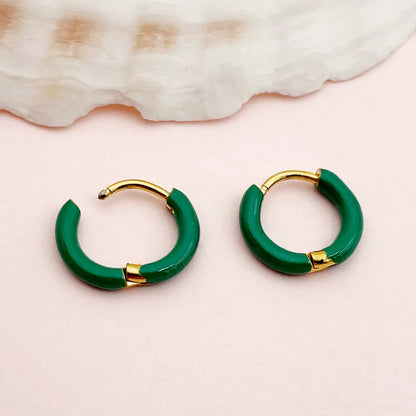 Gold plated steel hoop earrings in various colors-EA526