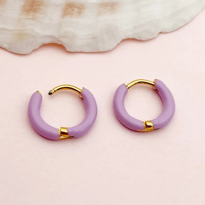 Gold plated steel hoop earrings in various colors-EA526