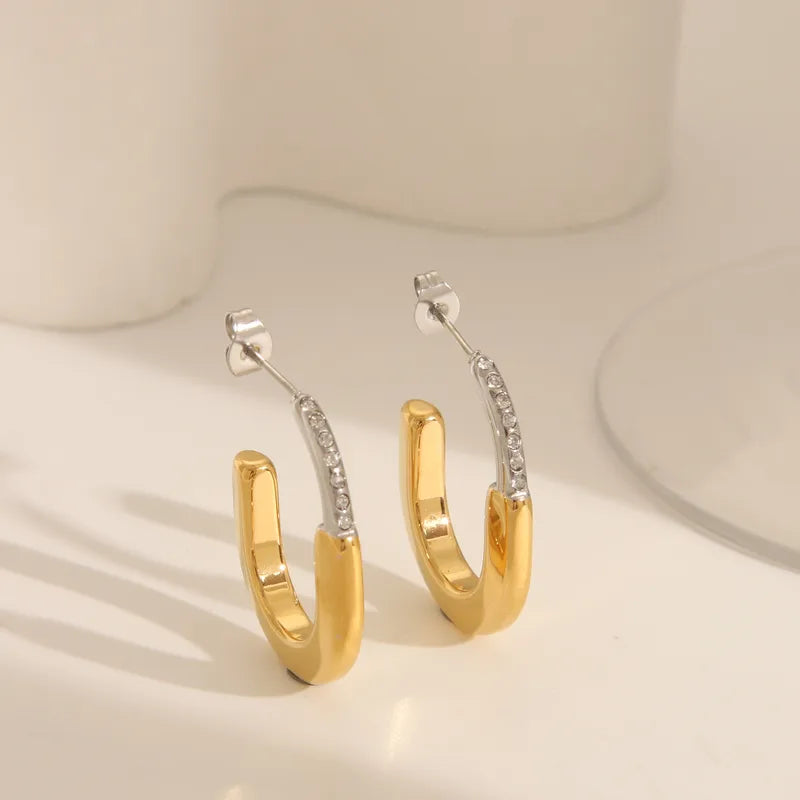 Boucles d'oreilles en acier or et argent - W056