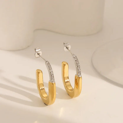 Boucles d'oreilles en acier or et argent - W056