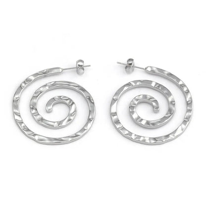 Steel silver spiral earrings - w068