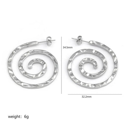 Steel silver spiral earrings - w068