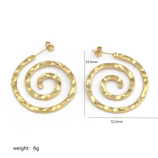 Gold spiral steel earrings - w069