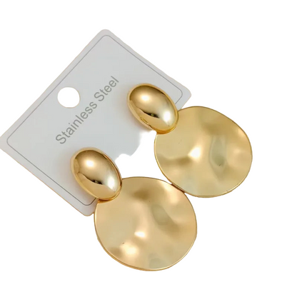 Earrings gold steel large glossy-ea081