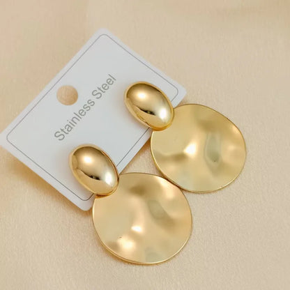 Earrings gold steel large glossy-ea081