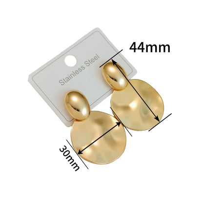 Earrings gold steel large glossy-ea081
